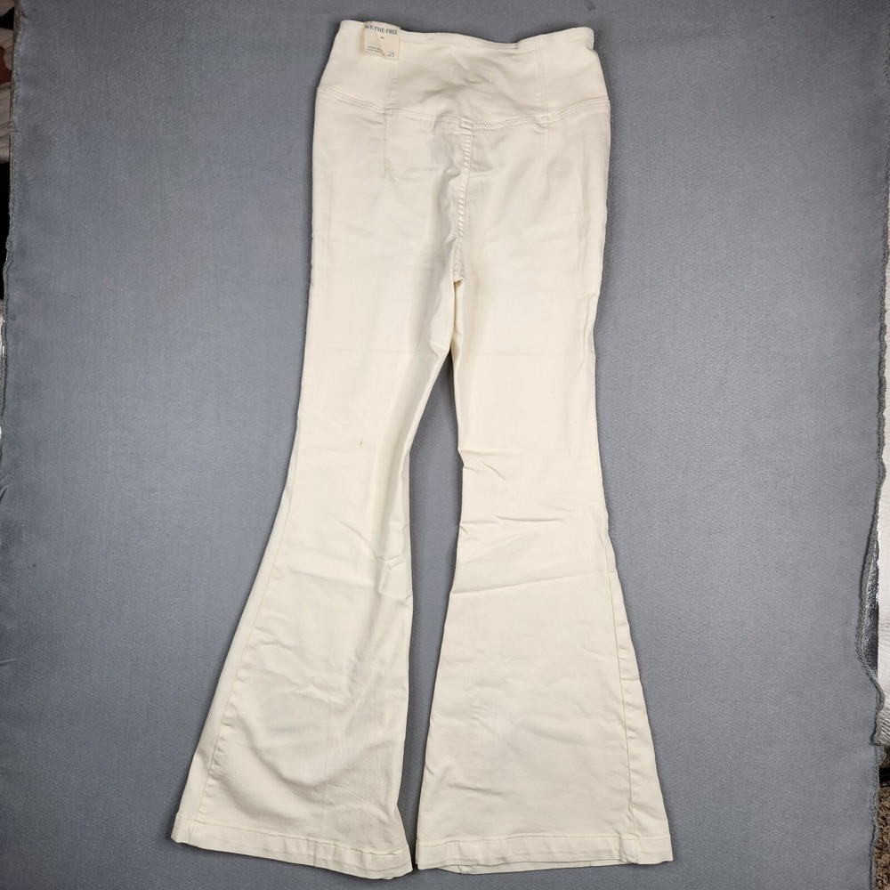 Free People Jeans Venice Beach High Rise Criss Cross Waistband Flare Size 29 - Picture 2 of 14
